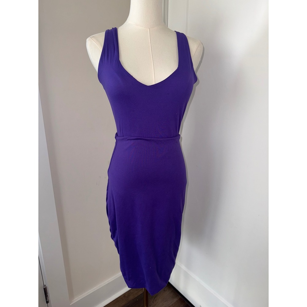 CHIC COUTURE ONLINE Purple‎ Ruched Bodycon Midi Dress Size M